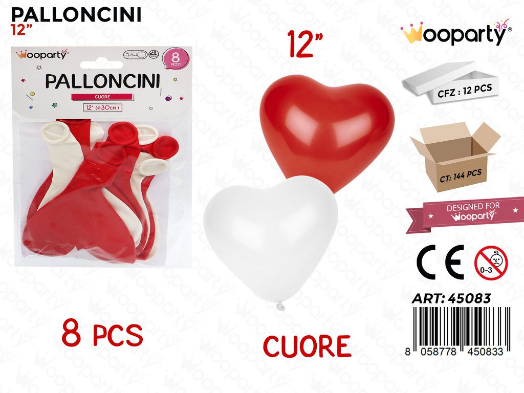 Palloncini ROSSO*BIA. Cuore 12 8PCS
