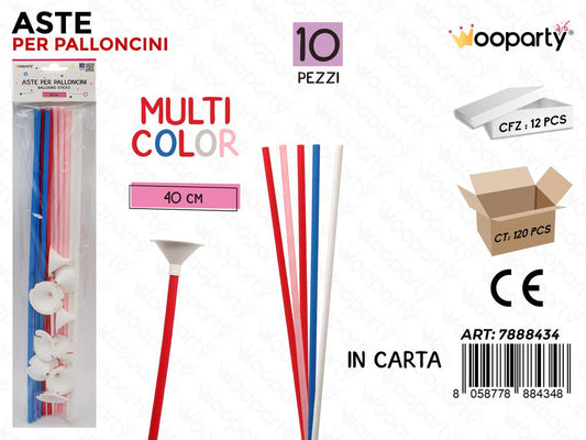 Wooparty Aste Palloncini Carta Multicolor 10PCS 40CM