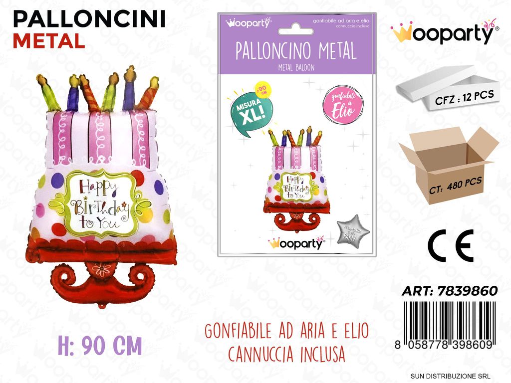 Palloncini Metal Torta Compleanno 90CM