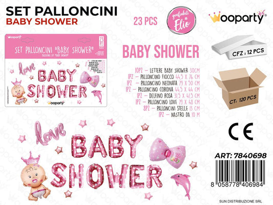 Set Palloncini Baby Shower Rosa 23PCS Ass.
