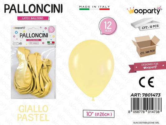 Palloncini Giallo Pastel 10 D.26CM 12PCS