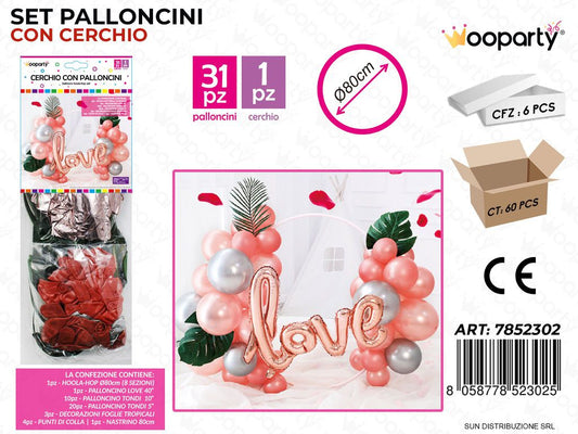 Cerchio con 31 Palloncini Ass. Love D.80CM