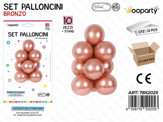Wooparty Set Pallon. c/ Stand Oro ROSA10PCS