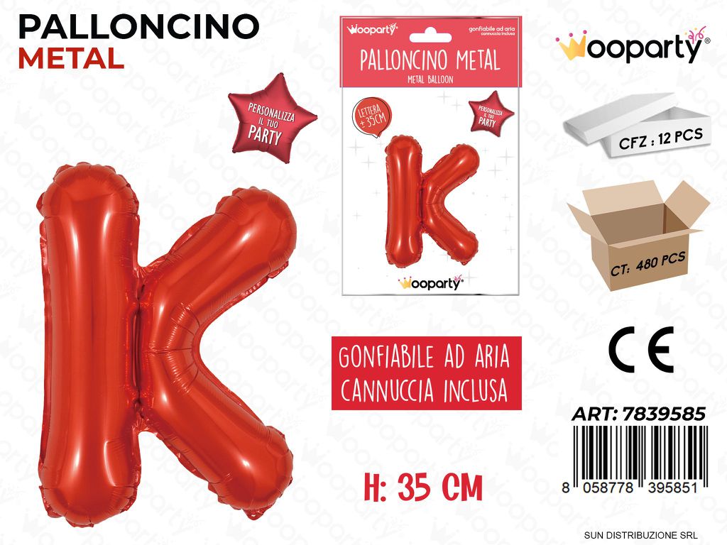 Palloncino Rosso Metal 35CM L. K