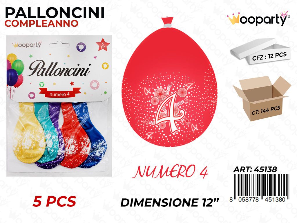 Palloncini D.12 Multicolore N.4 5PCS /Pz da 12*CFZ