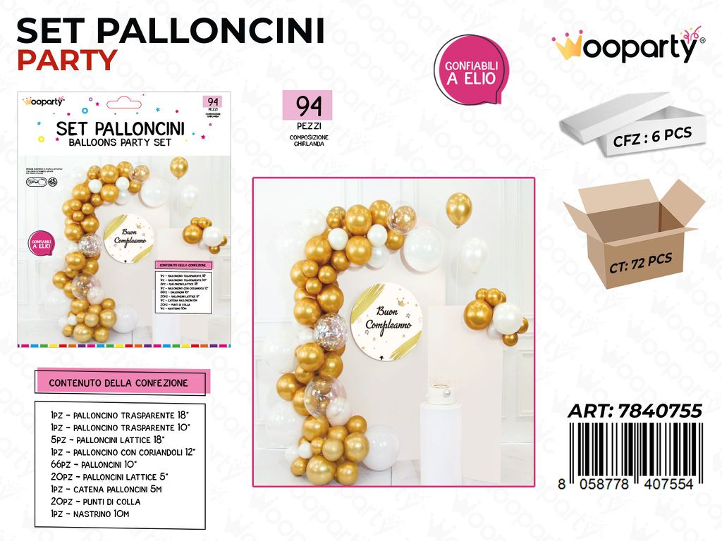 Set Palloncini per Comp. Bia-oro 94PCS Ass.