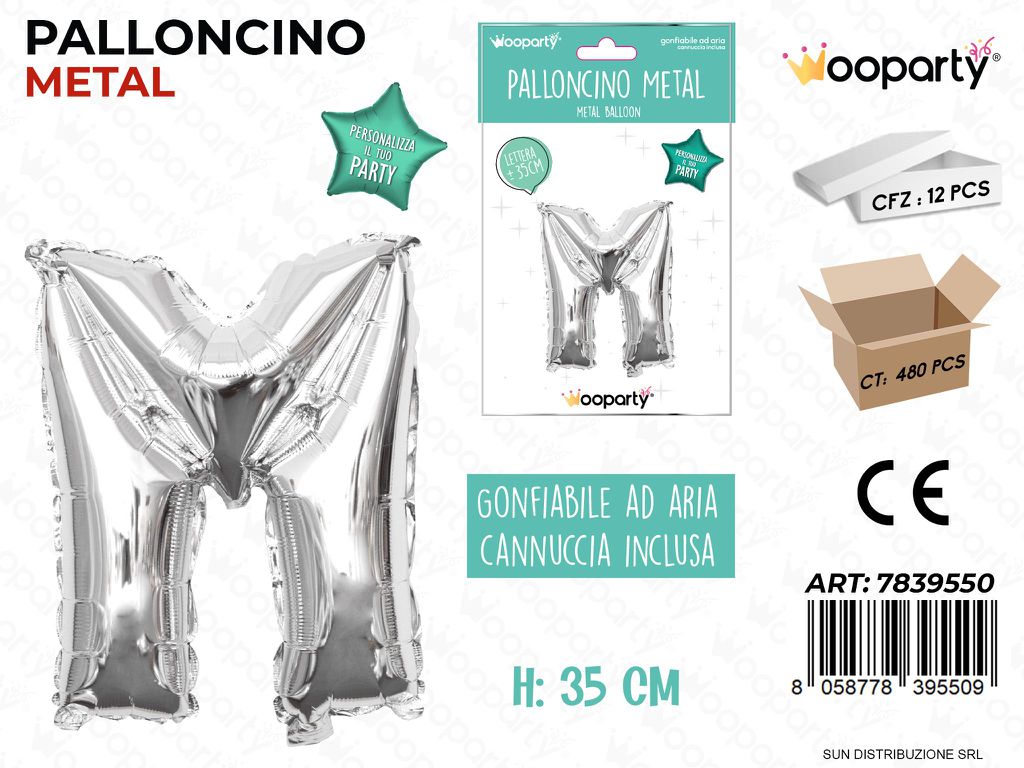Palloncino Argento Metal 35CM L. M
