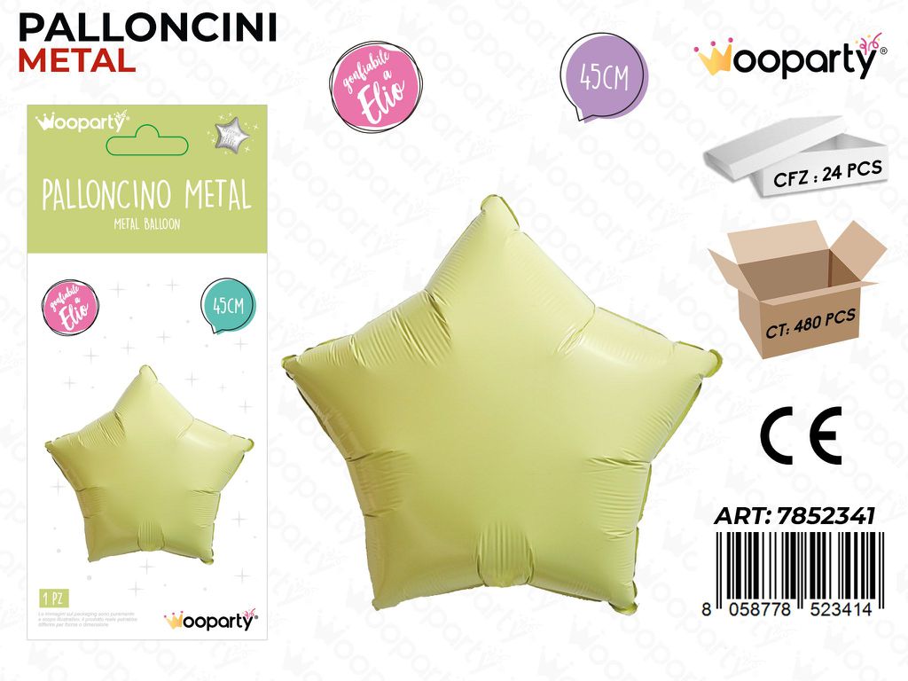 Wooparty Palloncino Metal Stella Giallo 45CM