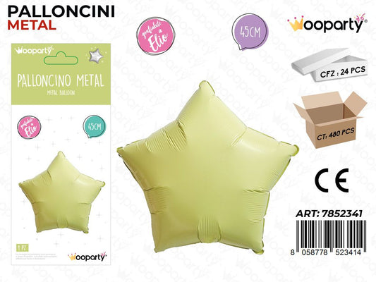 Wooparty Palloncino Metal Stella Giallo 45CM