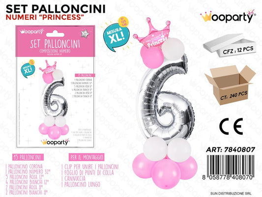 Set Palloncini N.6 Princess 15PCS ASS.125CM