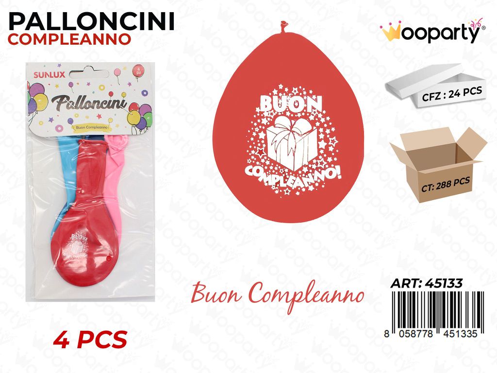 Palloncini B. Compleanni Ass. 4PCS