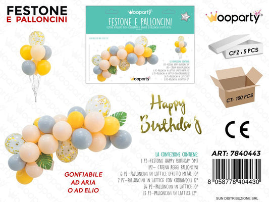 Kit Festone e Palloncini Ass. Happy Birth.