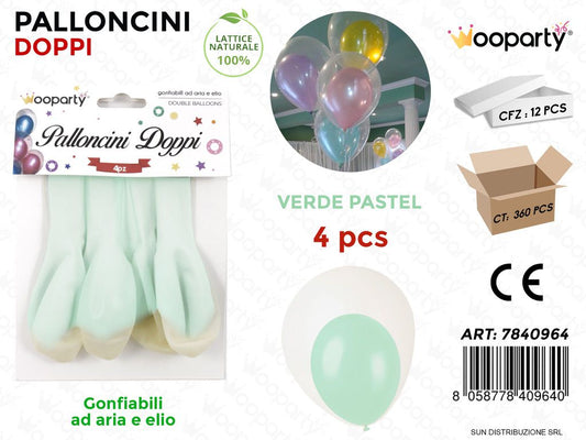 Palloncini Doppi Trasp. Verde Pastel 4PCS