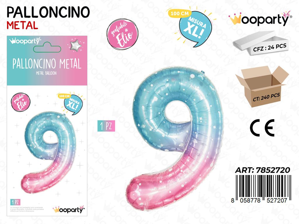 Wooparty Palloncino Metal Gradient N.9 100CM