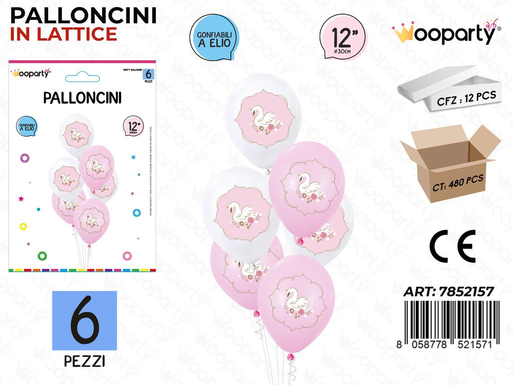 Wooparty Palloncini Cigno 6PCS 30CM
