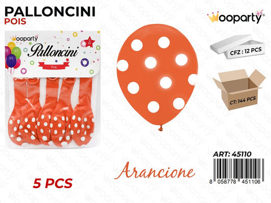 Palloncini Arancione Pois 10 5PCS