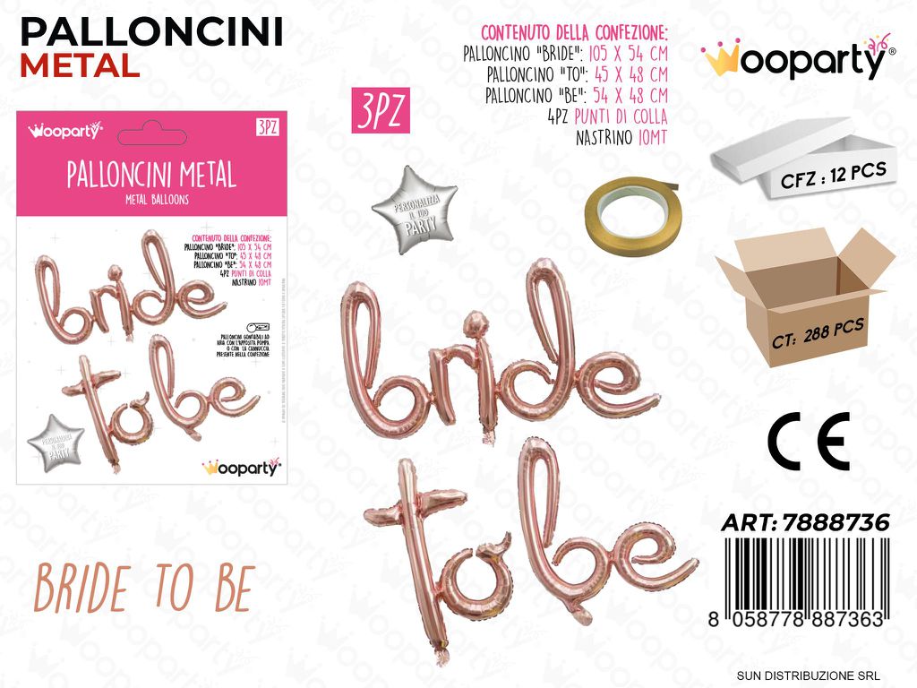 Palloncini Metal Bride To Be Oro Rosa