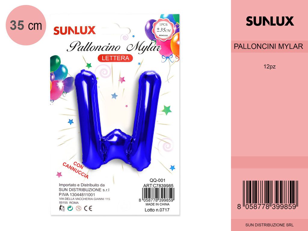 Palloncino Mylar Blu Lettera W