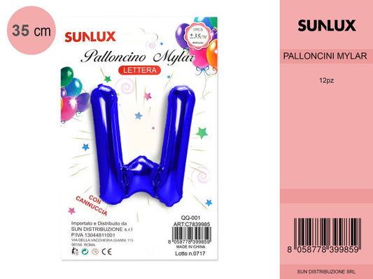 Palloncino Mylar Blu Lettera W