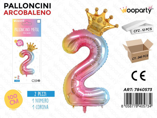 Set Palloncini Arcobaleno N. 2 100CM