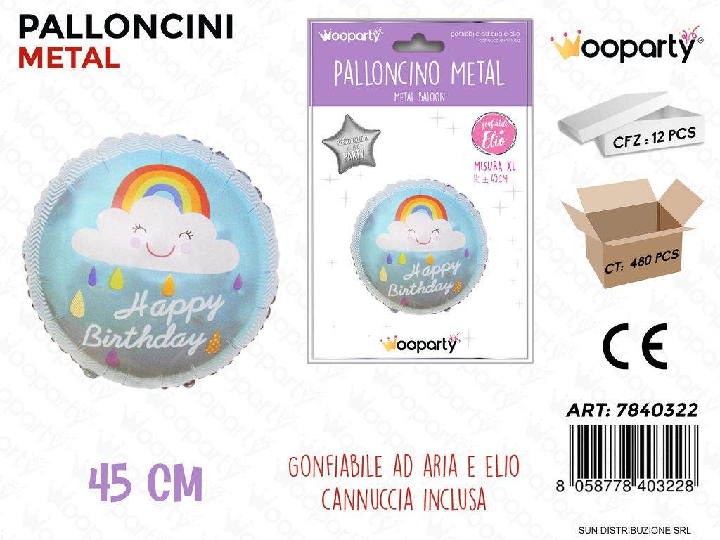 Palloncini Metal Happy Birt. Cel. 45CM Xl