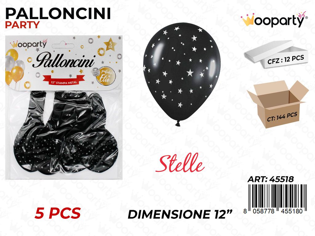 Palloncini Stelle Arg. Metal 12 -5PCS
