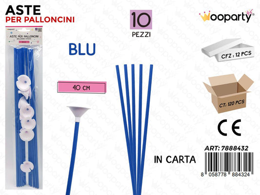 Wooparty Aste Palloncini Carta Blu 10PCS 40CM