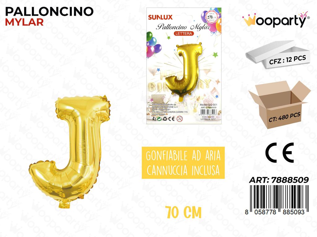 Palloncino Metal Oro Let. J 70CM