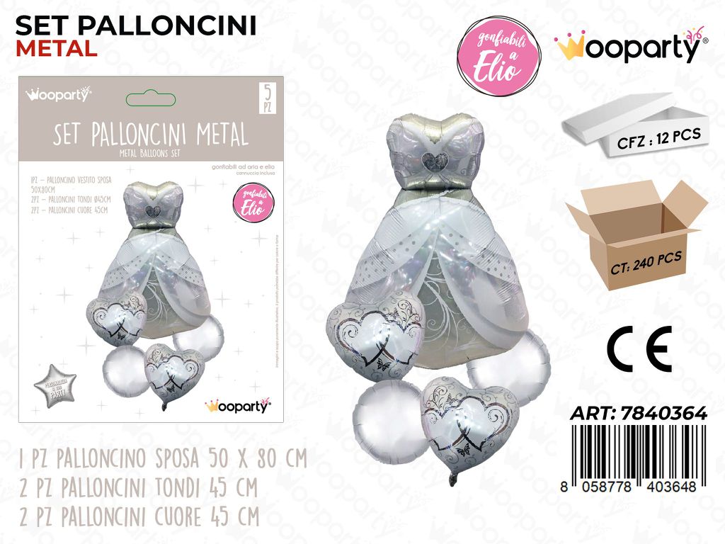 Set Palloncini Metal Sposa 5PCS