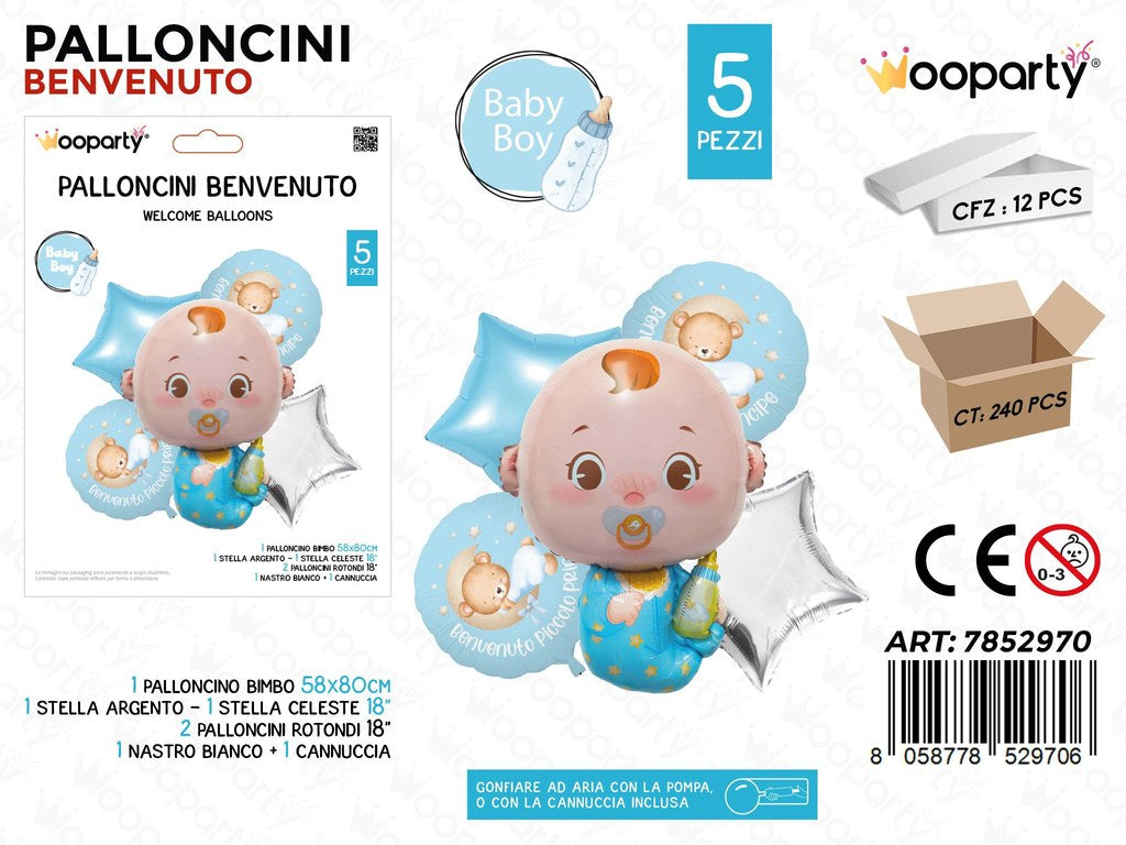 Wooparty Palloncini Benvenuto 5PCS Ass.