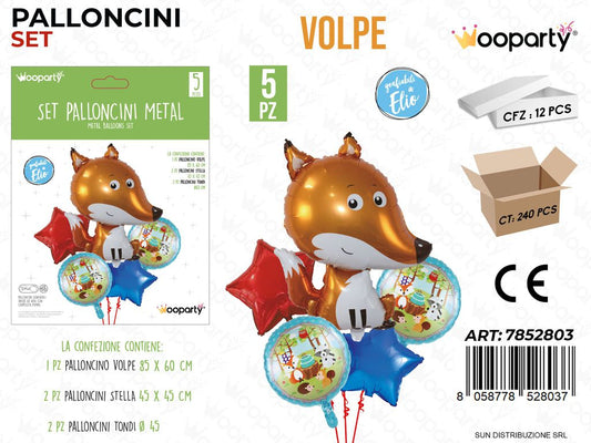 Set Palloncini Metal Volpe 5PCS Ass.