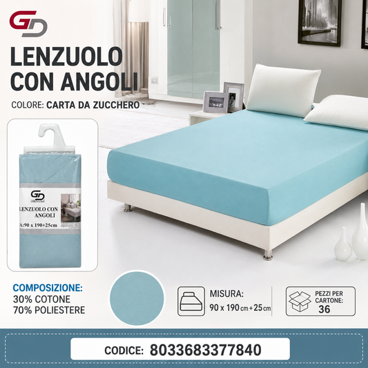 Lenzuolo Sotto Con Angoli Singola 90*190Cm+25Cm