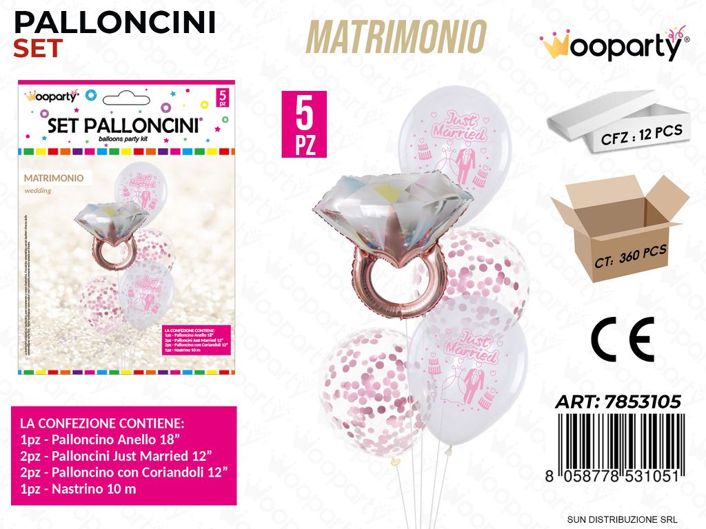 Set Palloncini Matrimonio 5PCS Ass.