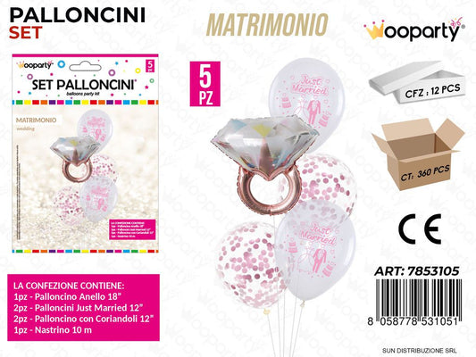 Set Palloncini Matrimonio 5PCS Ass.