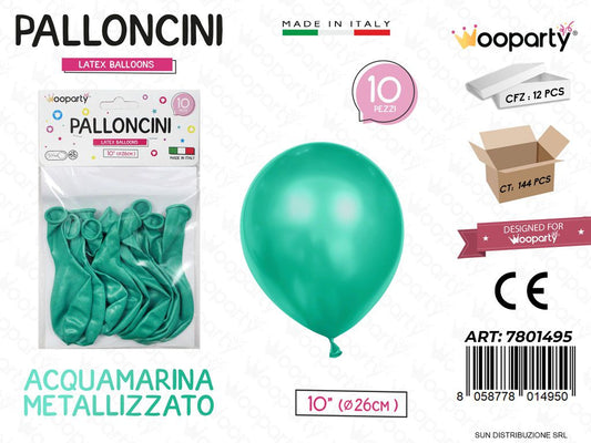 Palloncini Acquamarina Metal 10 D.26CM 10PCS