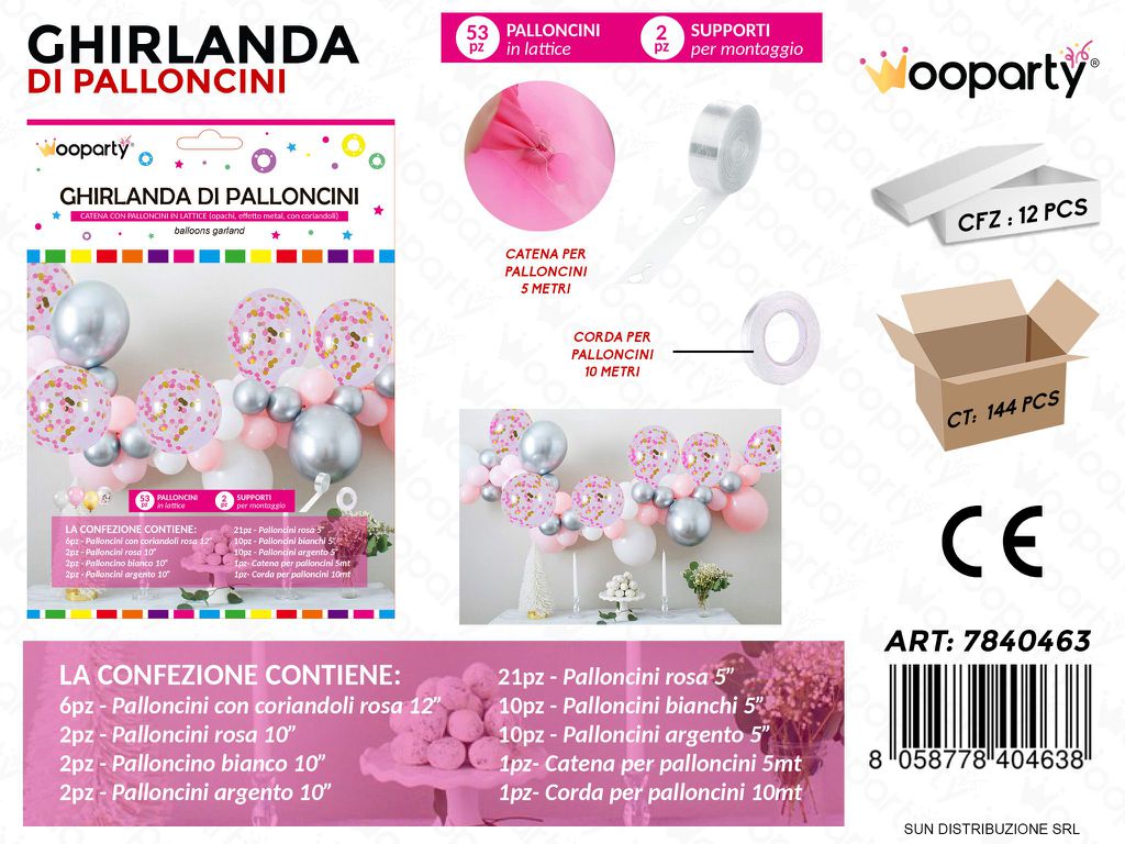 Ghirlanda di Palloncini ROSA*ARG. 53PCS
