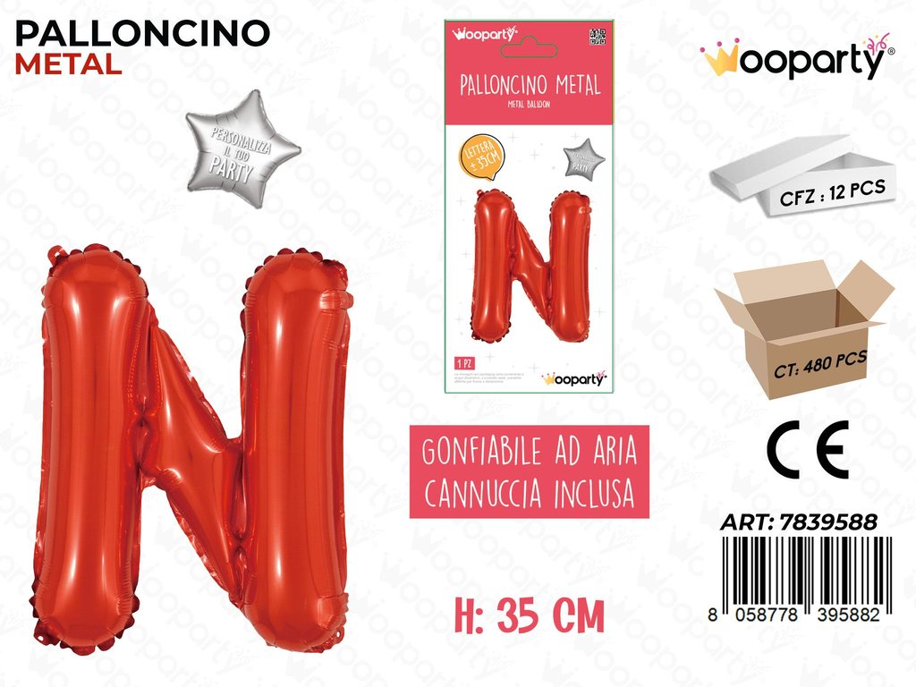 Palloncino Rosso Metal 35CM L. N