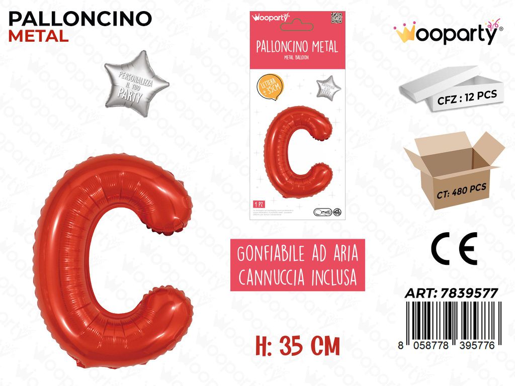Palloncino Rosso Metal 35CM L. C