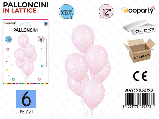 Wooparty Palloncini Stars Rosa 6PCS 30CM