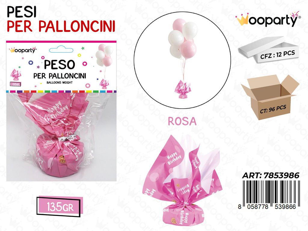 Wooparty Peso per Palloncini Rosa 135GR