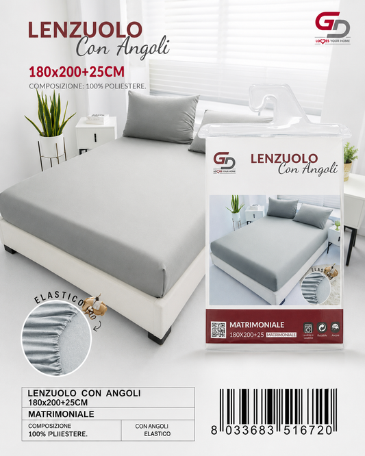 Lenzuolo Con Angoli Copripiumino+2 Federe Cuscino