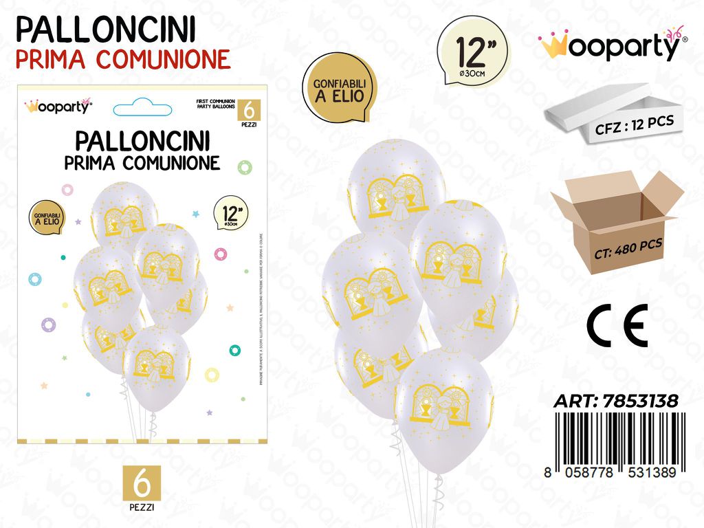 Wooparty Set Pallonc. Comunione 6PCS