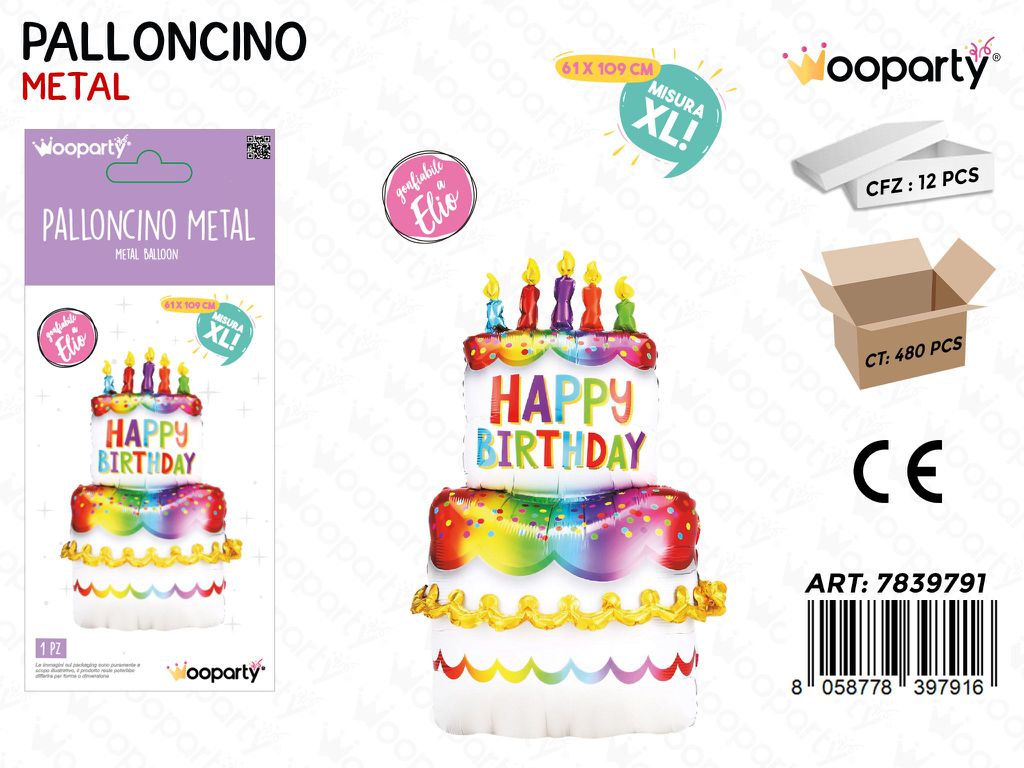 Palloncini Metal Happy Birthday 61*109CM