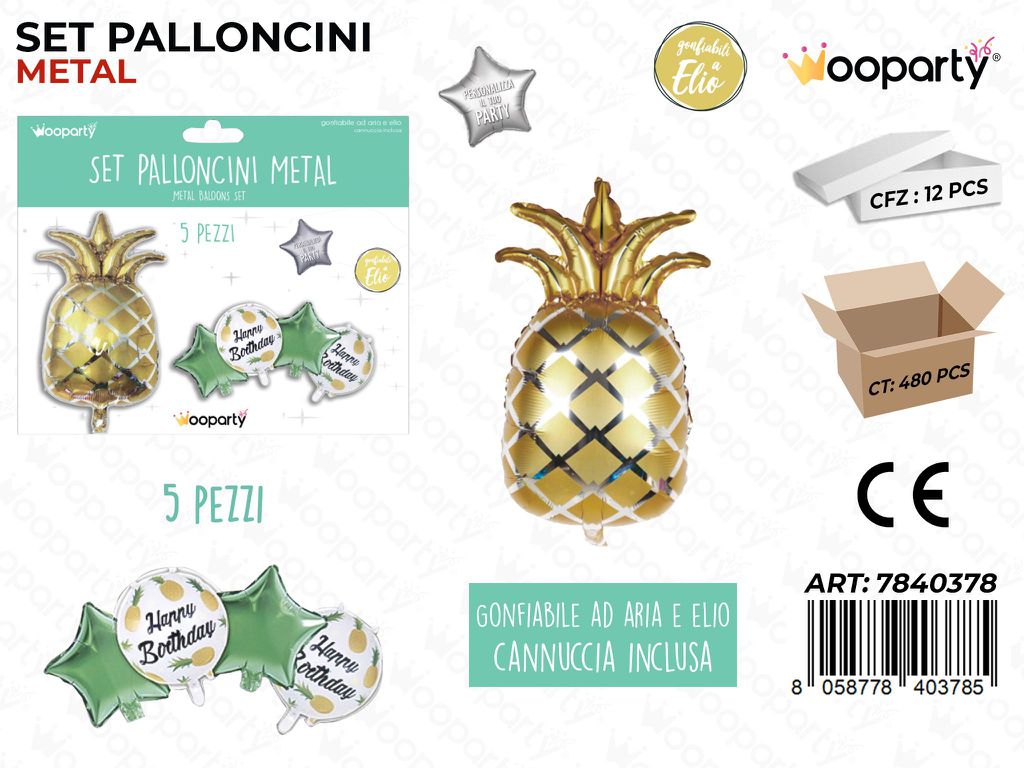 Set Palloncini Metal H. Birthday 5PCS