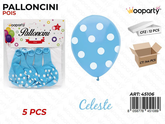 Palloncini Celeste Pois 10 5PCS