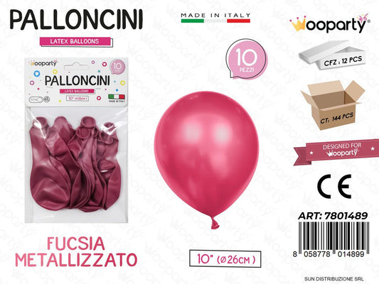 Palloncini Fucsia Metal 10 D.26CM 10PCS