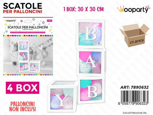 Scatole per Palloncini 4BOX Baby Bianco 30*30CM