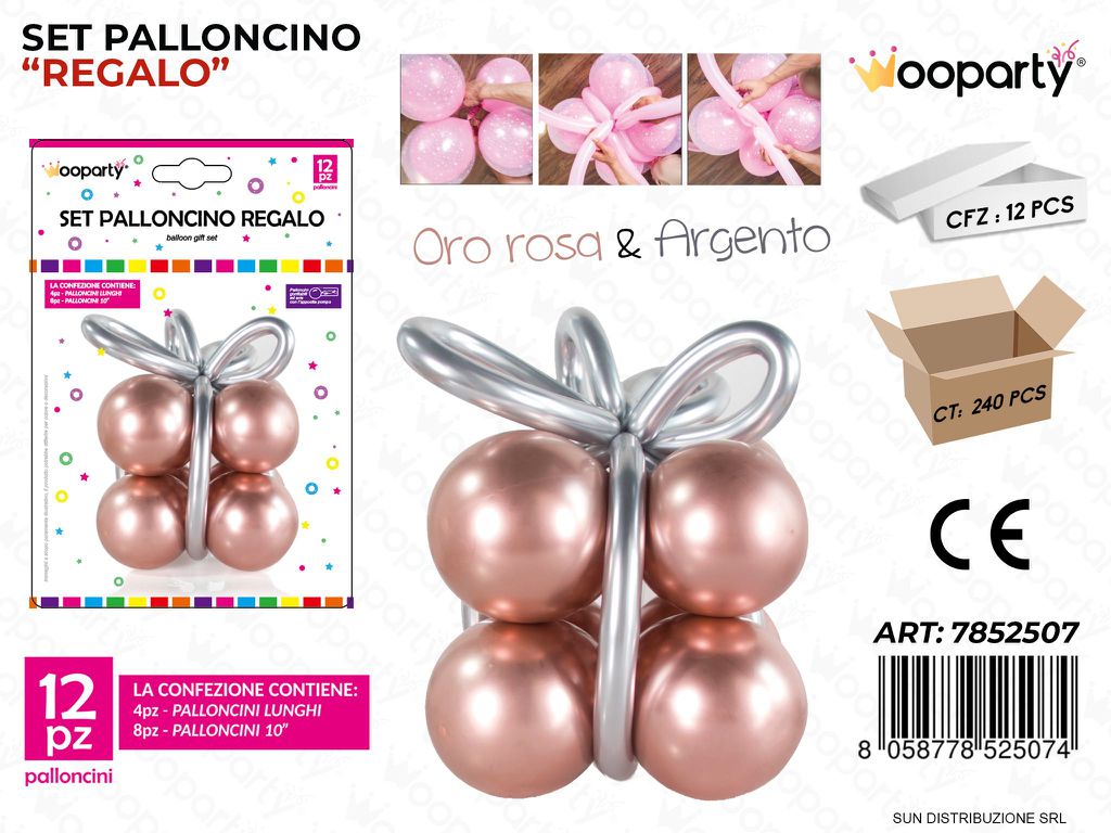 Set Palloncino Regalo ROSA*ARG. 12PCS