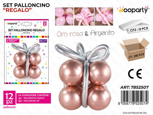 Set Palloncino Regalo ROSA*ARG. 12PCS
