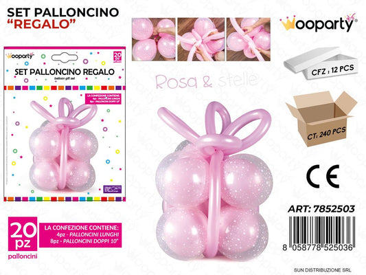 Set Palloncino Regalo ROSA*STELLE 20PCS